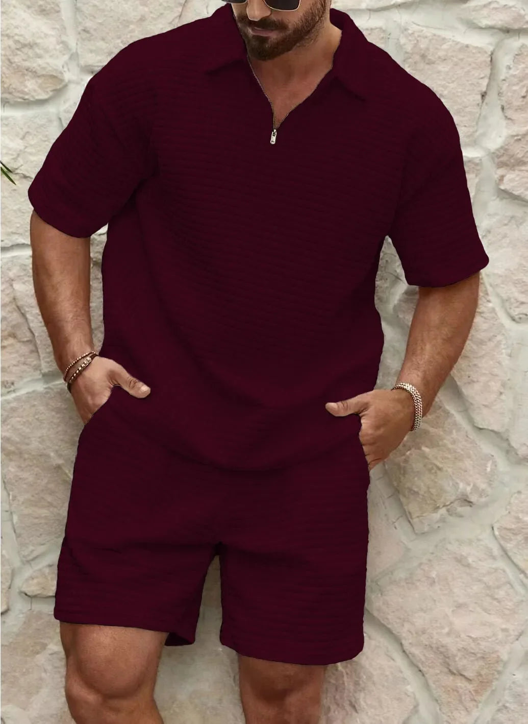 Traje casual masculino de dos piezas texturizado
