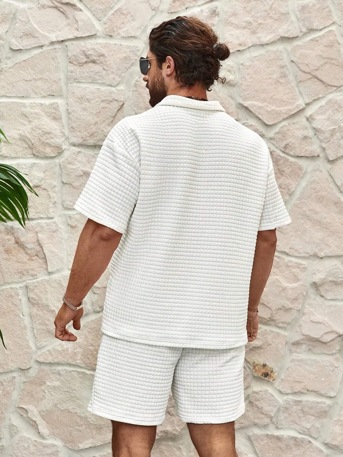 Traje casual masculino de dos piezas texturizado
