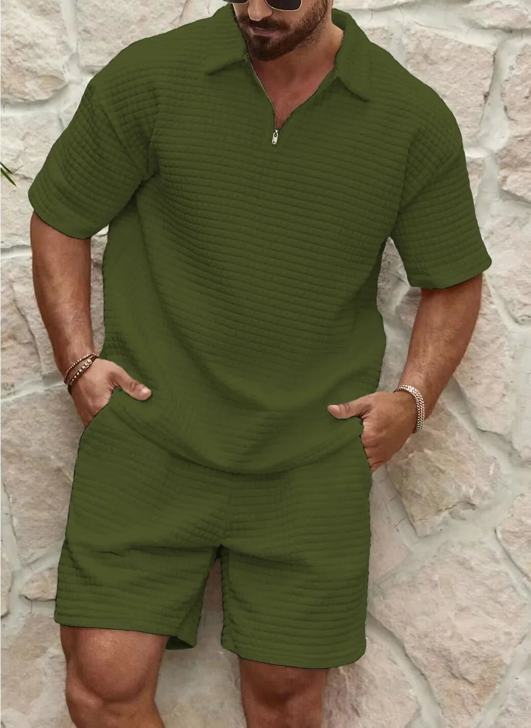 Traje casual masculino de dos piezas texturizado