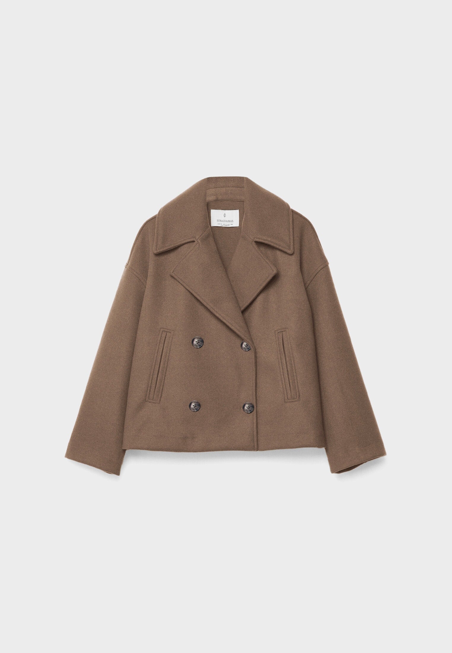 Chaqueta corta de lana para mujer cruzada con cuello de solapa y doble botonadura