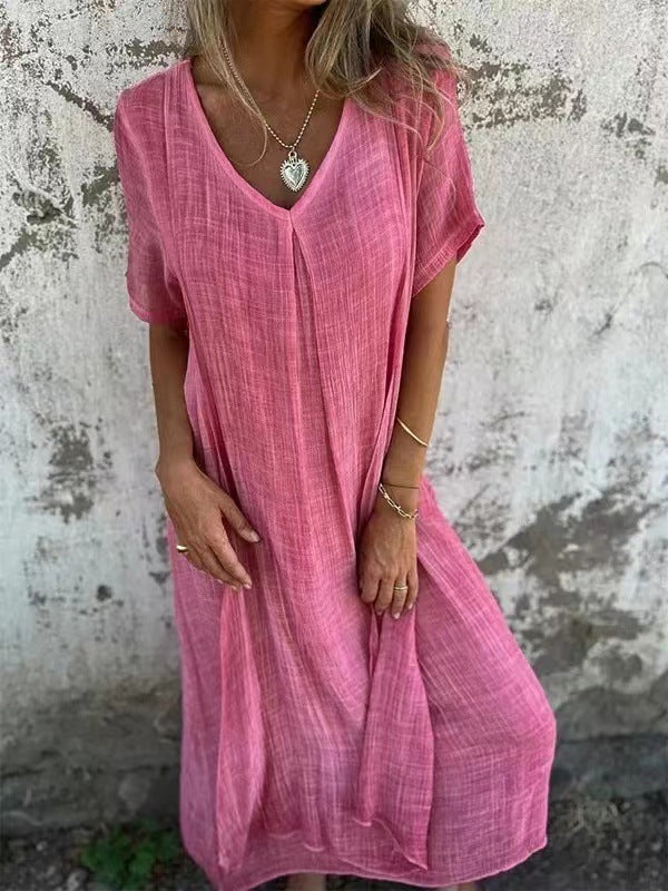 Vestido kimono largo para mujer con cuello en V — playa