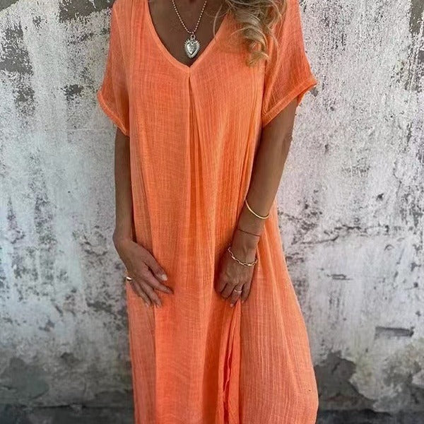 Vestido kimono largo para mujer con cuello en V — playa