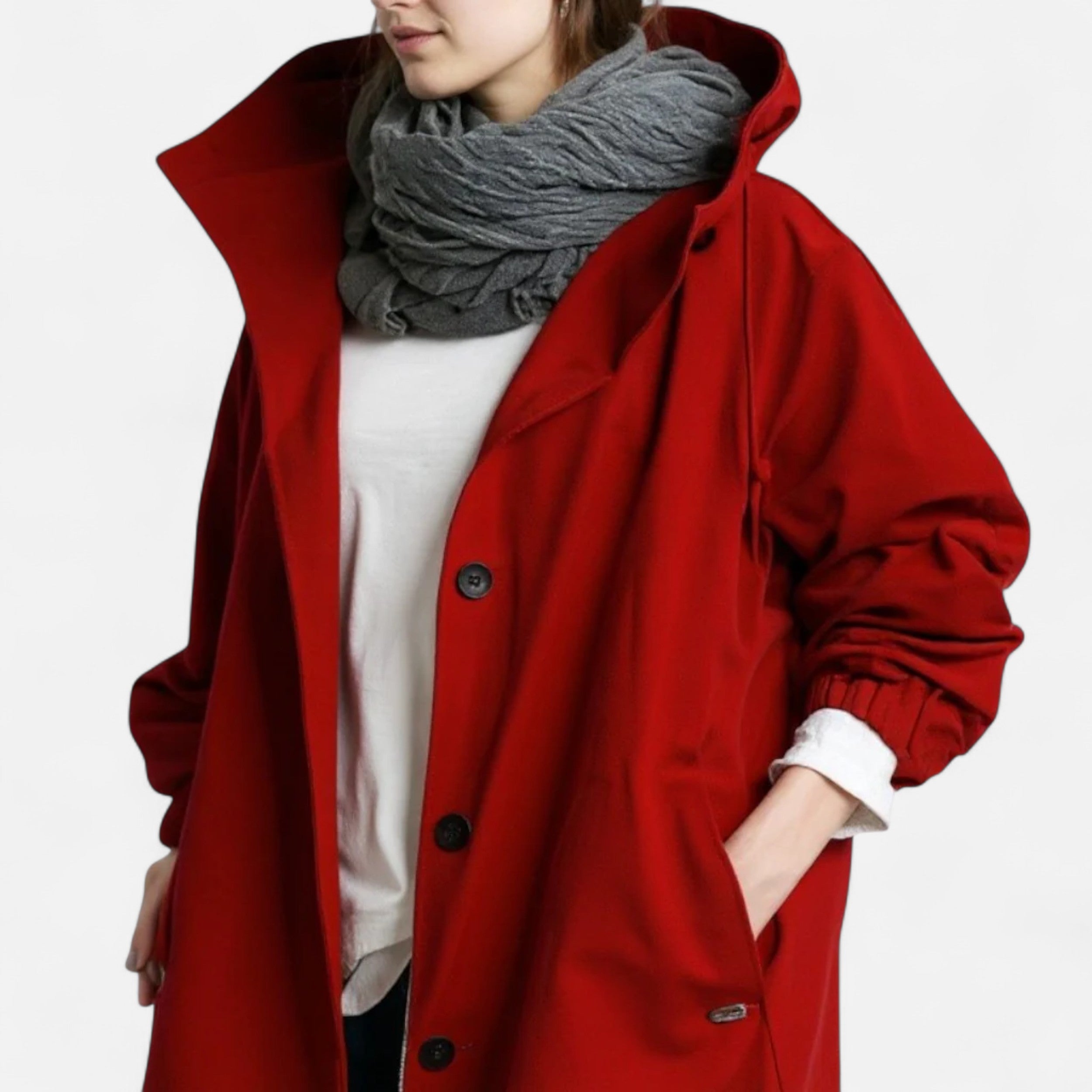 Gabardina Mujer con Capucha Impermeable Atemporal