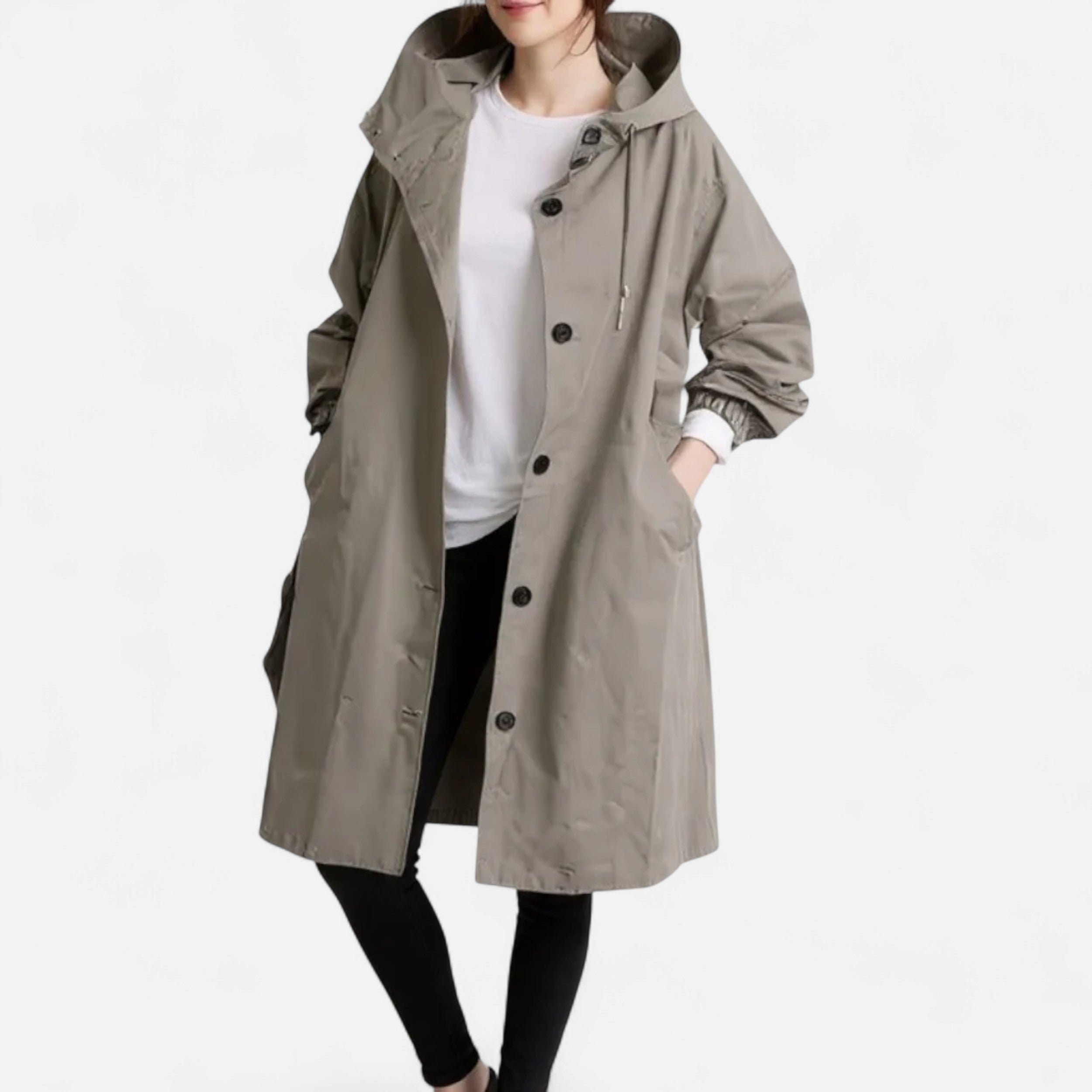 Gabardina Mujer con Capucha Impermeable Atemporal
