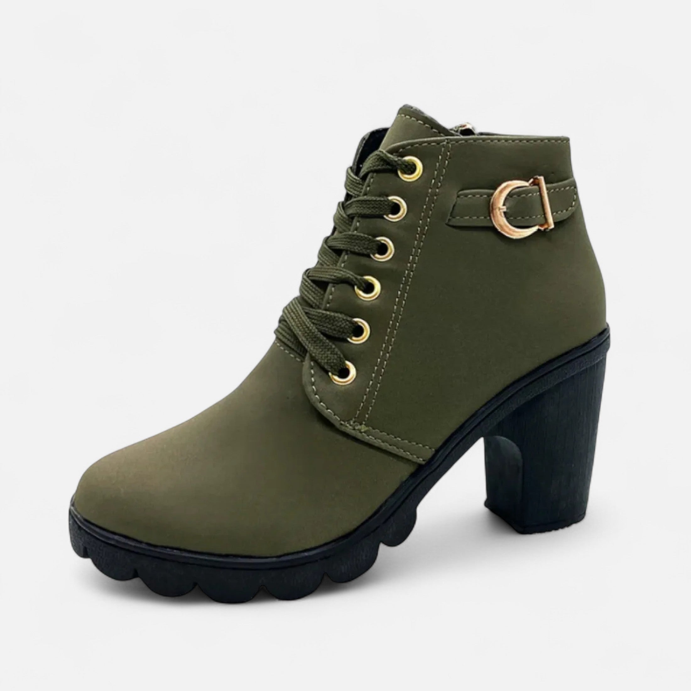 Botines Cortos Mujer con Tacón de Bloque Elegante