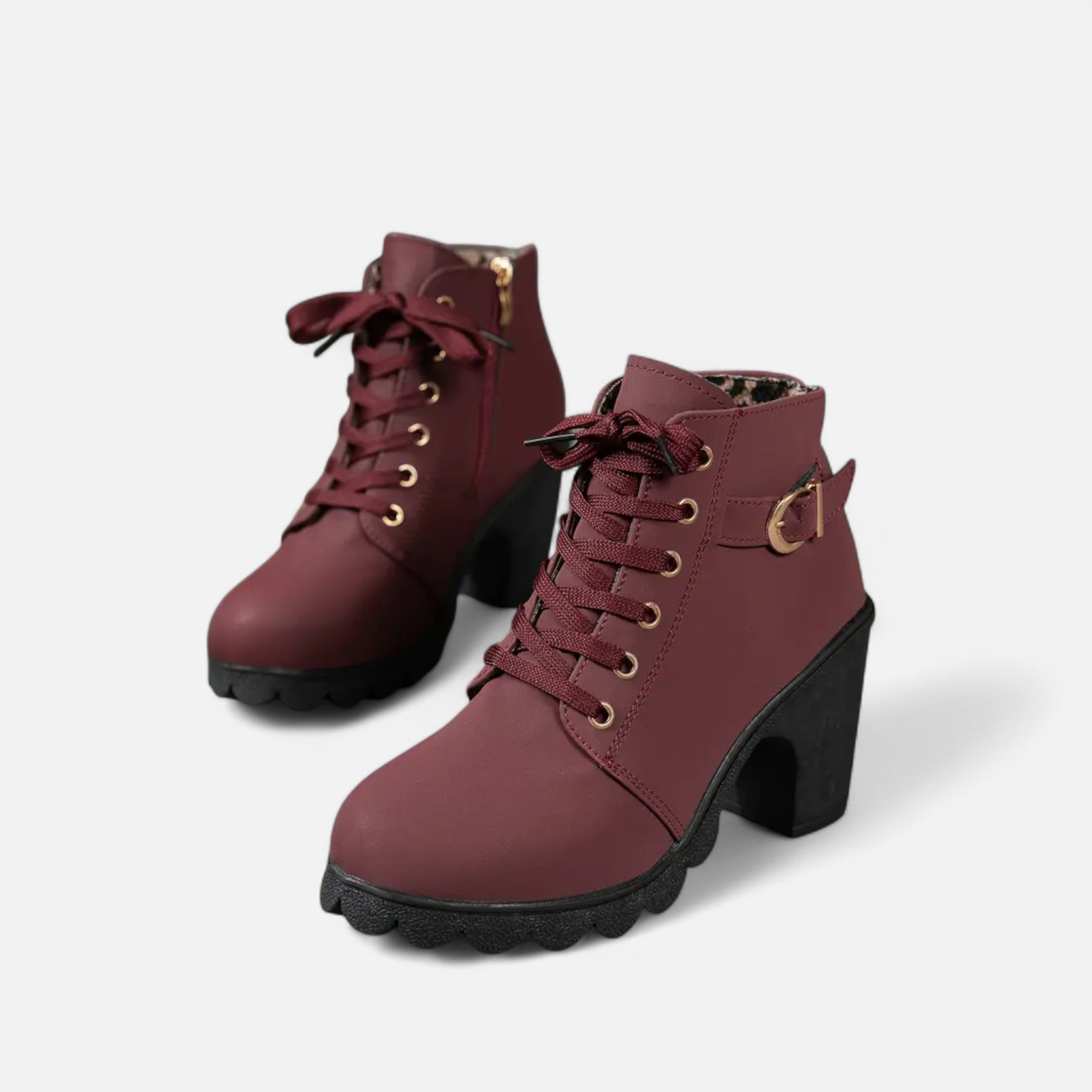 Botines Cortos Mujer con Tacón de Bloque Elegante