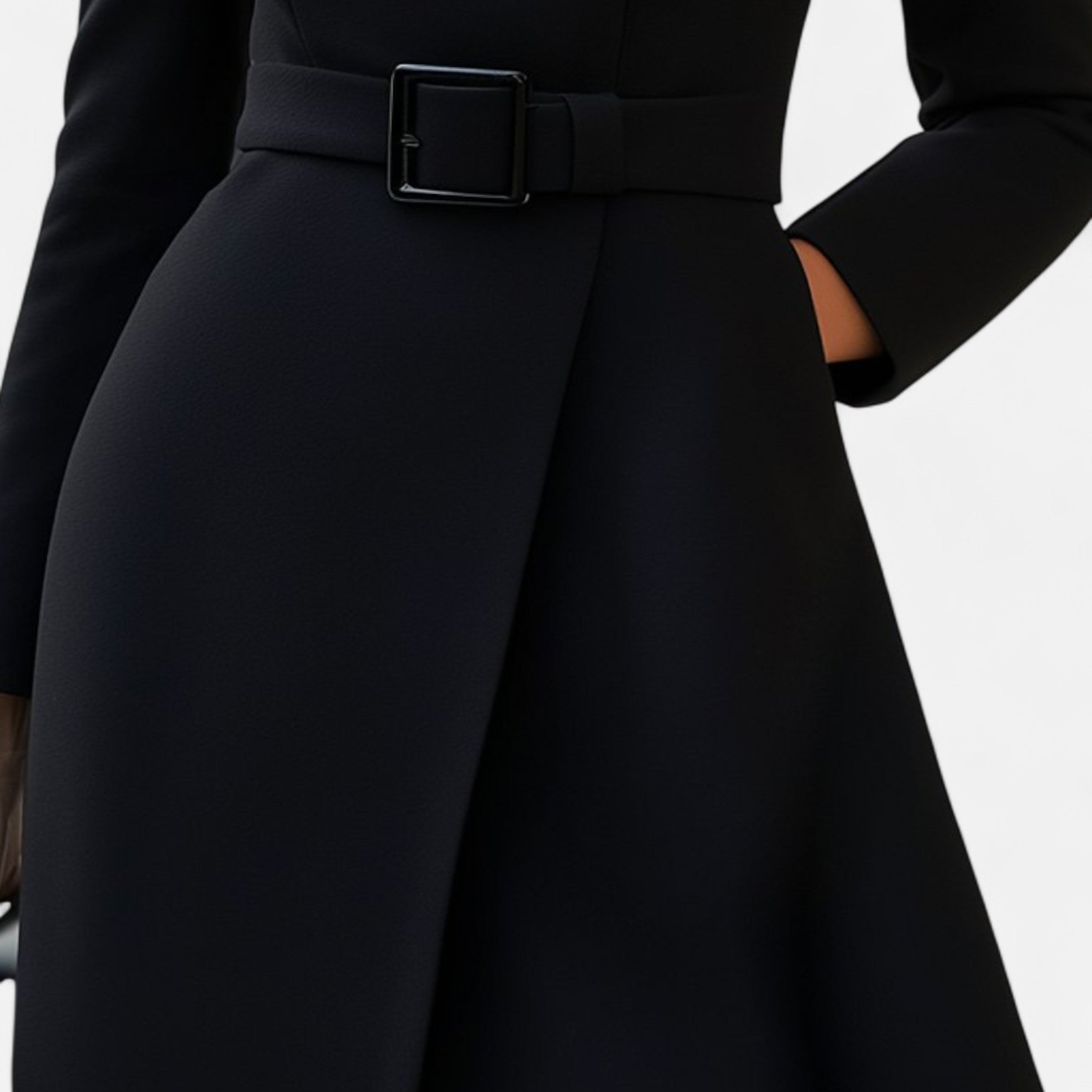 Vestido Mujer Invierno Cuello Alto Asimétrico