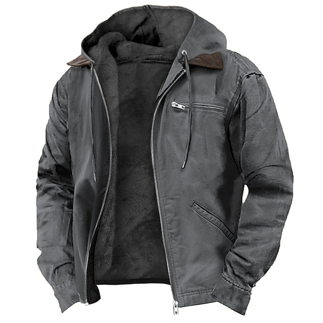 Chaqueta Outdoor para Hombre con Capucha Ajustable y Cierre de Cremallera