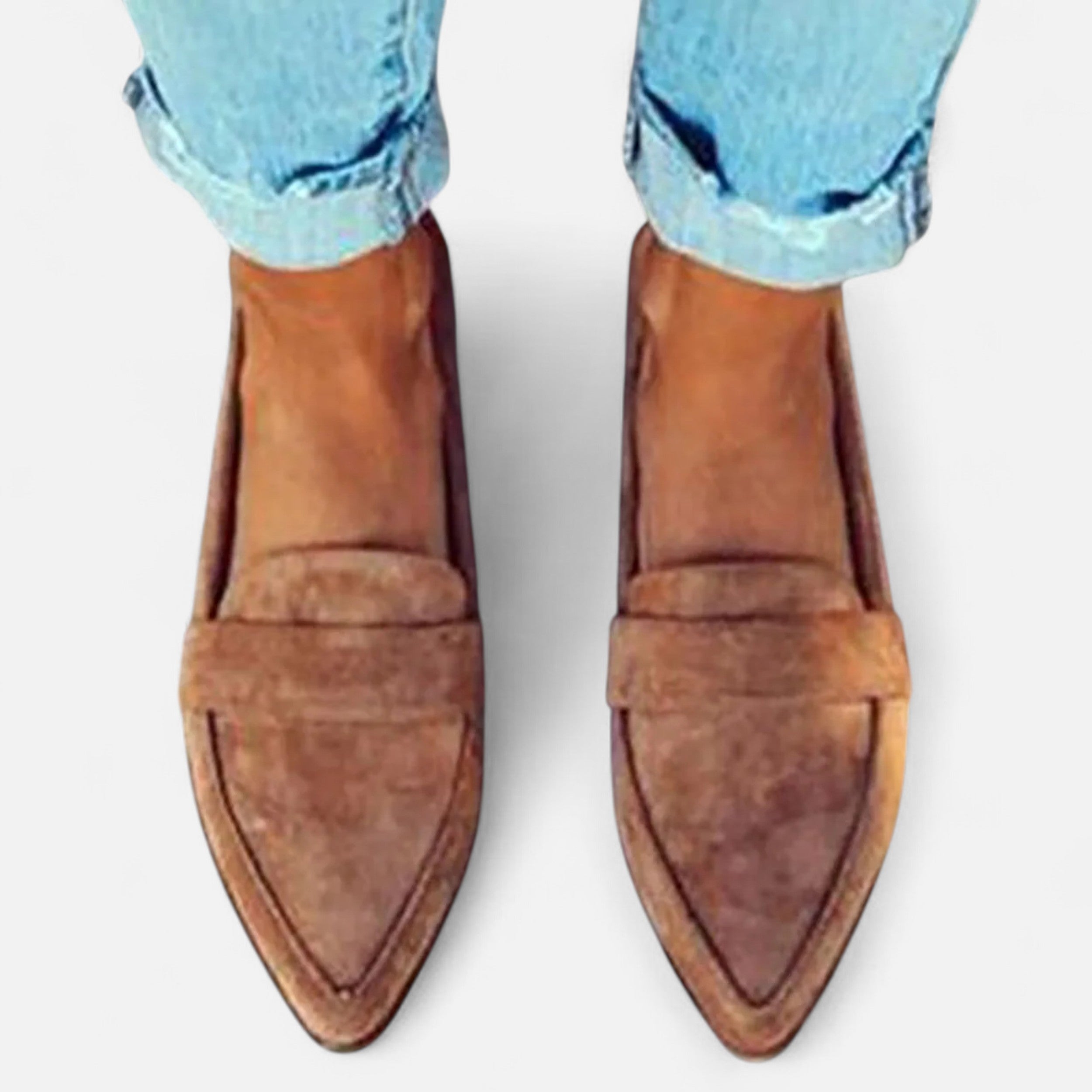 Mocasines de Punta Fina Estilo Retro para Mujer en Gamuza Sintética