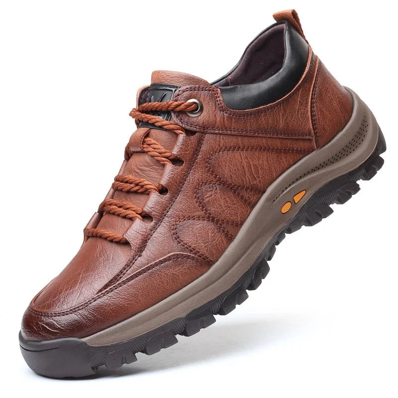 Zapatillas de cuero para hombre deportivas con cordones y suela antideslizante