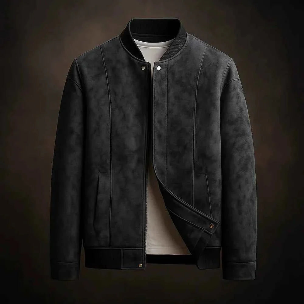 Chaqueta Bomber para Hombre con Cremallera y Acabado Efecto Ante