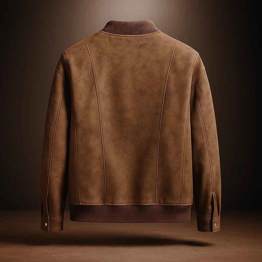 Chaqueta Bomber para Hombre con Cremallera y Acabado Efecto Ante