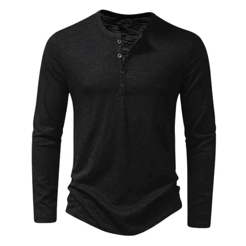 Camiseta de Hombre de Manga Larga con Corte Regular y Bajo Recto