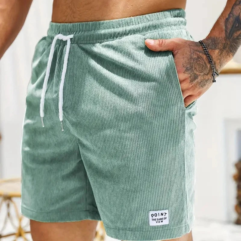 Pantalones cortos de pana para hombre - bermudas con cordón ajustables