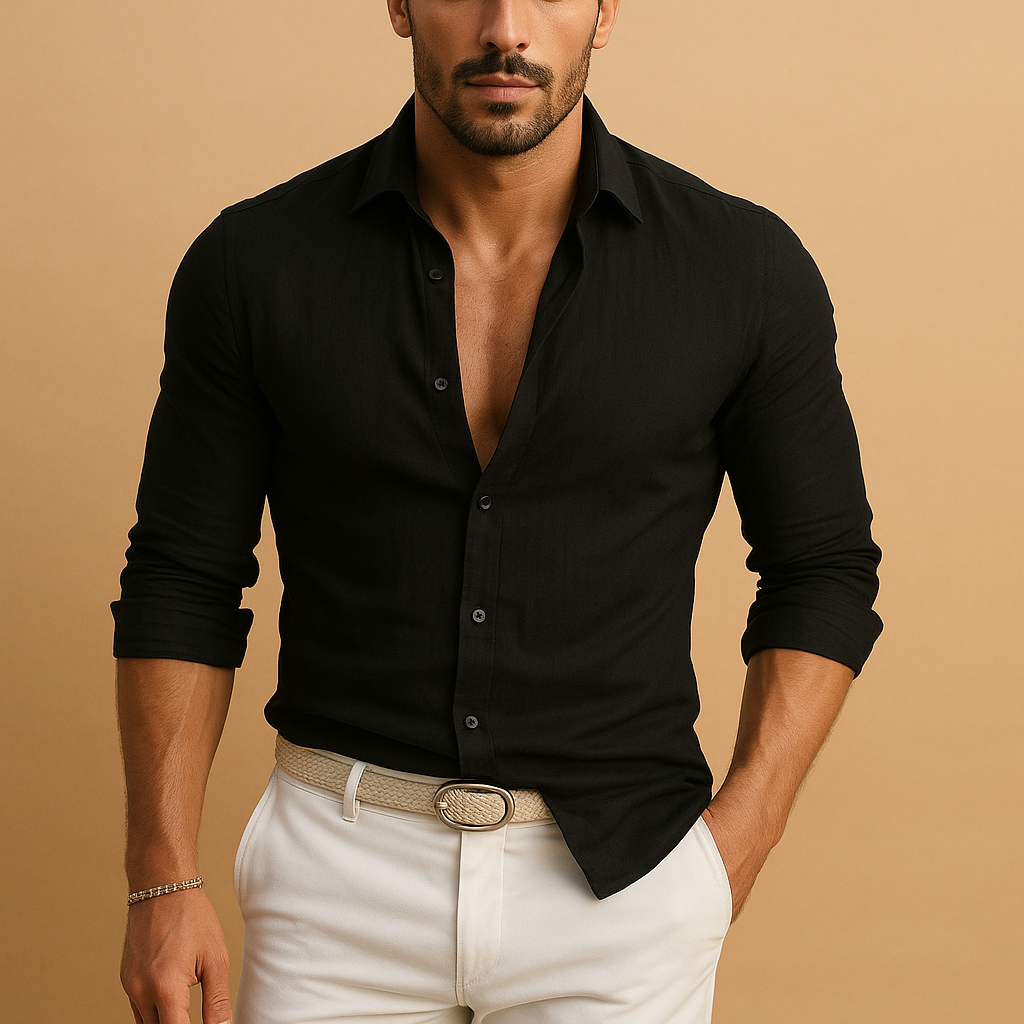 Camisa De Botones Entallada Para Hombre De Uso Diario