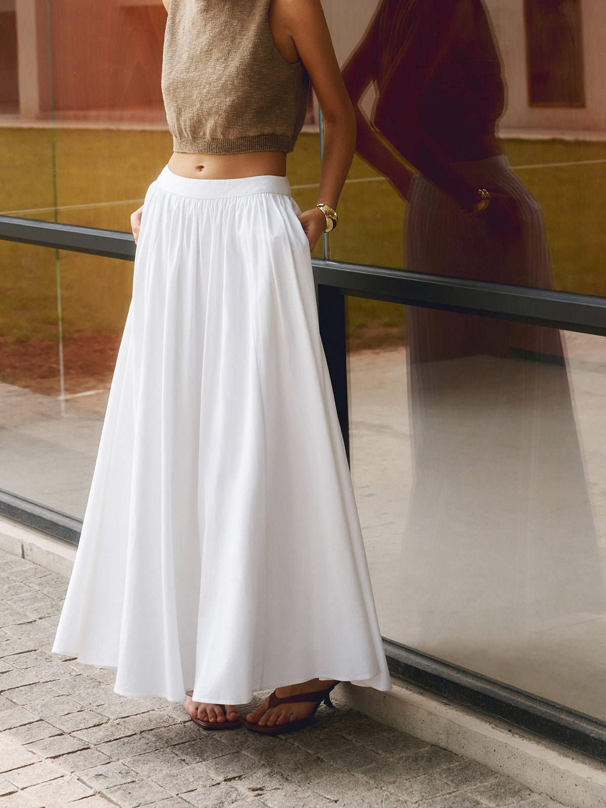 Falda maxi para mujer conjunto de dos piezas con cintura alta — vacaciones