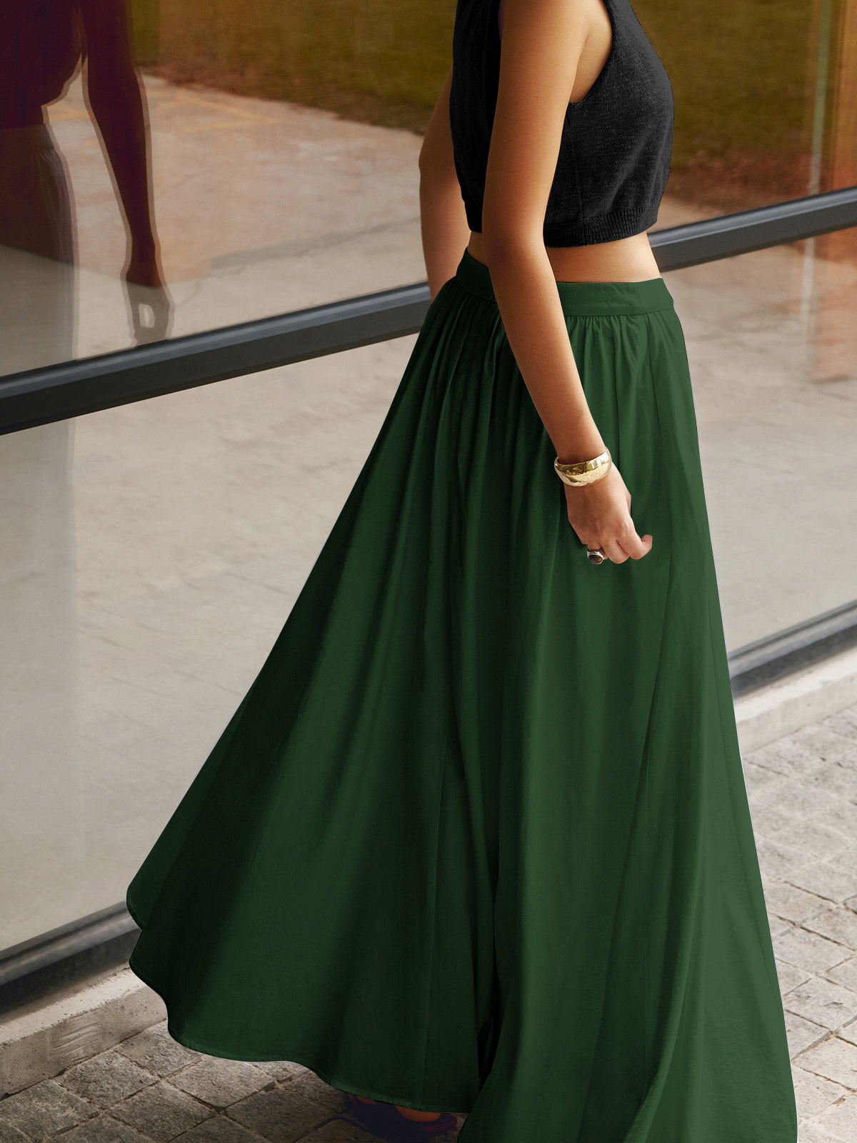 Jupe maxi femme ensemble deux pièces taille haute — vacances