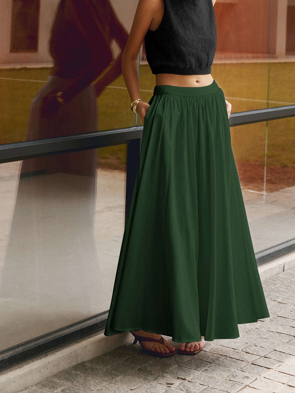 Jupe maxi femme ensemble deux pièces taille haute — vacances