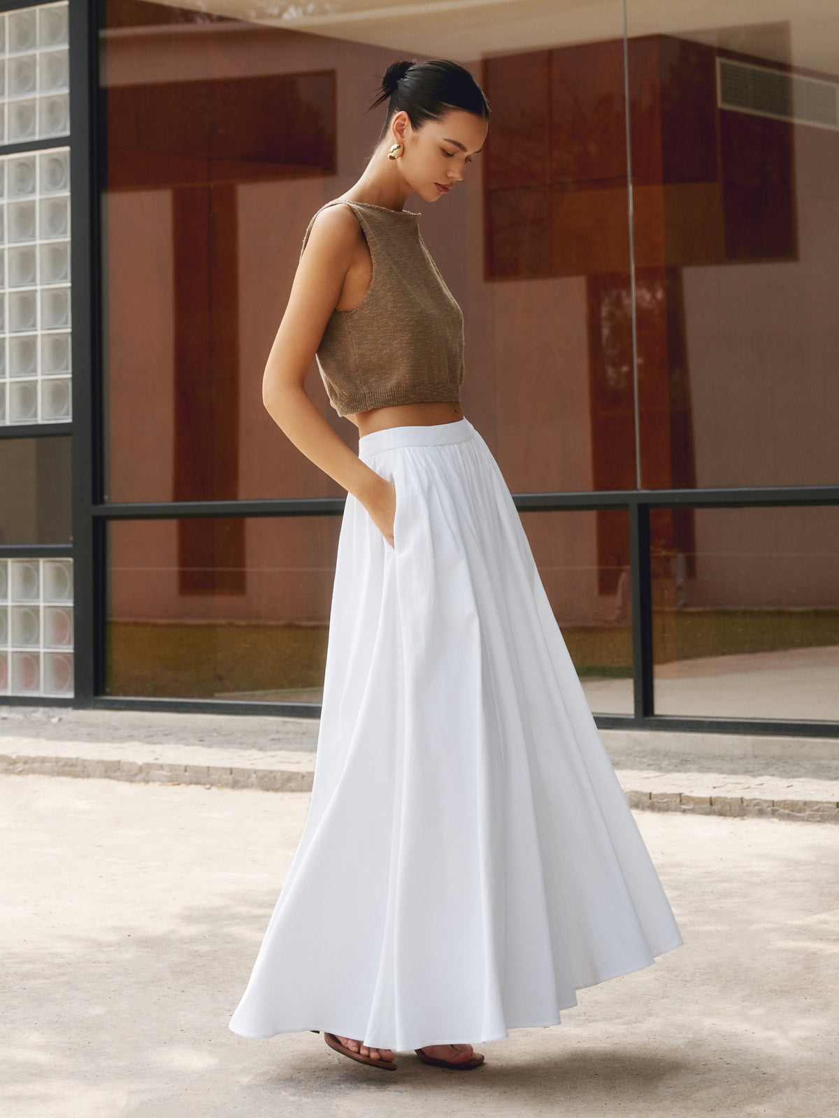 Falda maxi para mujer conjunto de dos piezas con cintura alta — vacaciones