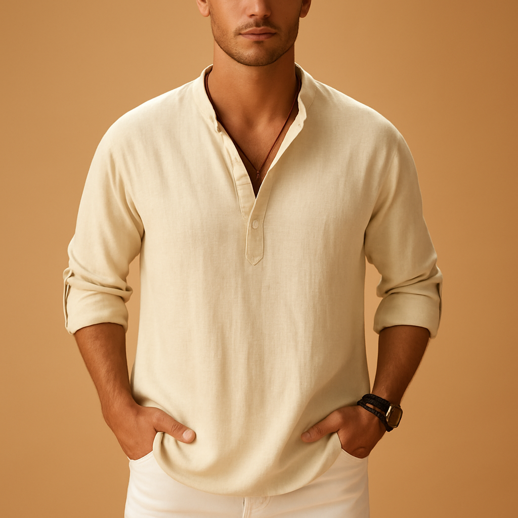 Camisa De Manga Larga Con Cuello En V