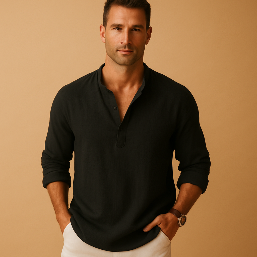 Camisa De Manga Larga Con Cuello En V