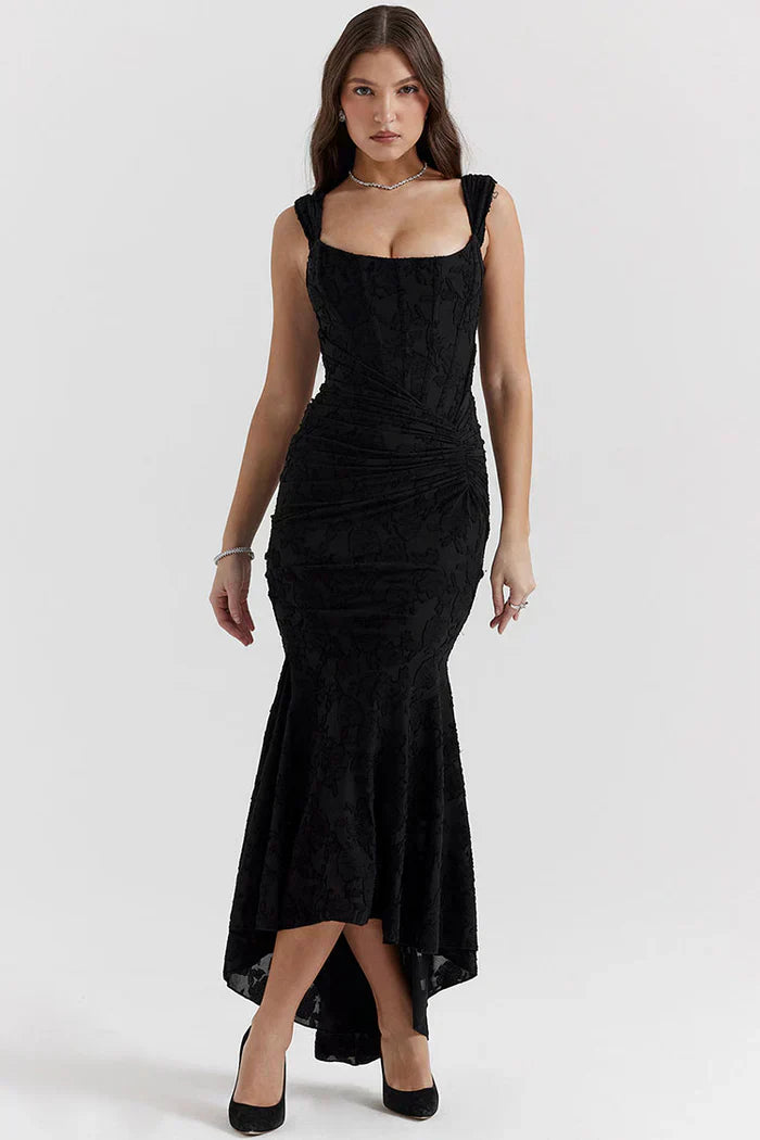 Vestido de Gala Corte Sirena de Encaje con Hombros Descubiertos para Mujer