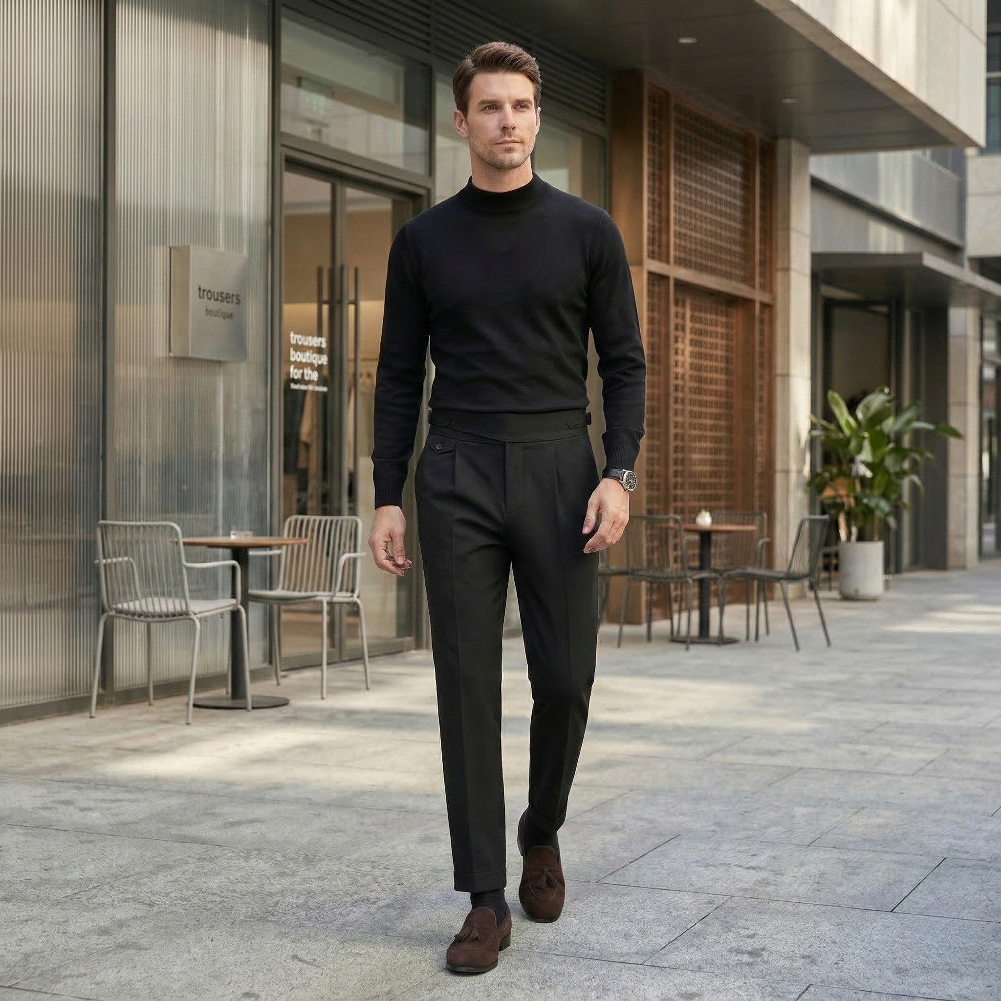 Pantalones Capri de Vestir para Hombre de Corte Regular con Cintura Media