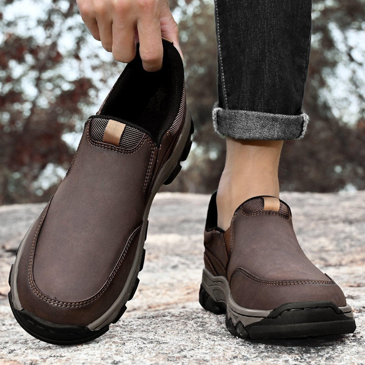Zapatos de Cuero sin Cordones para Hombre con Suela Antideslizante