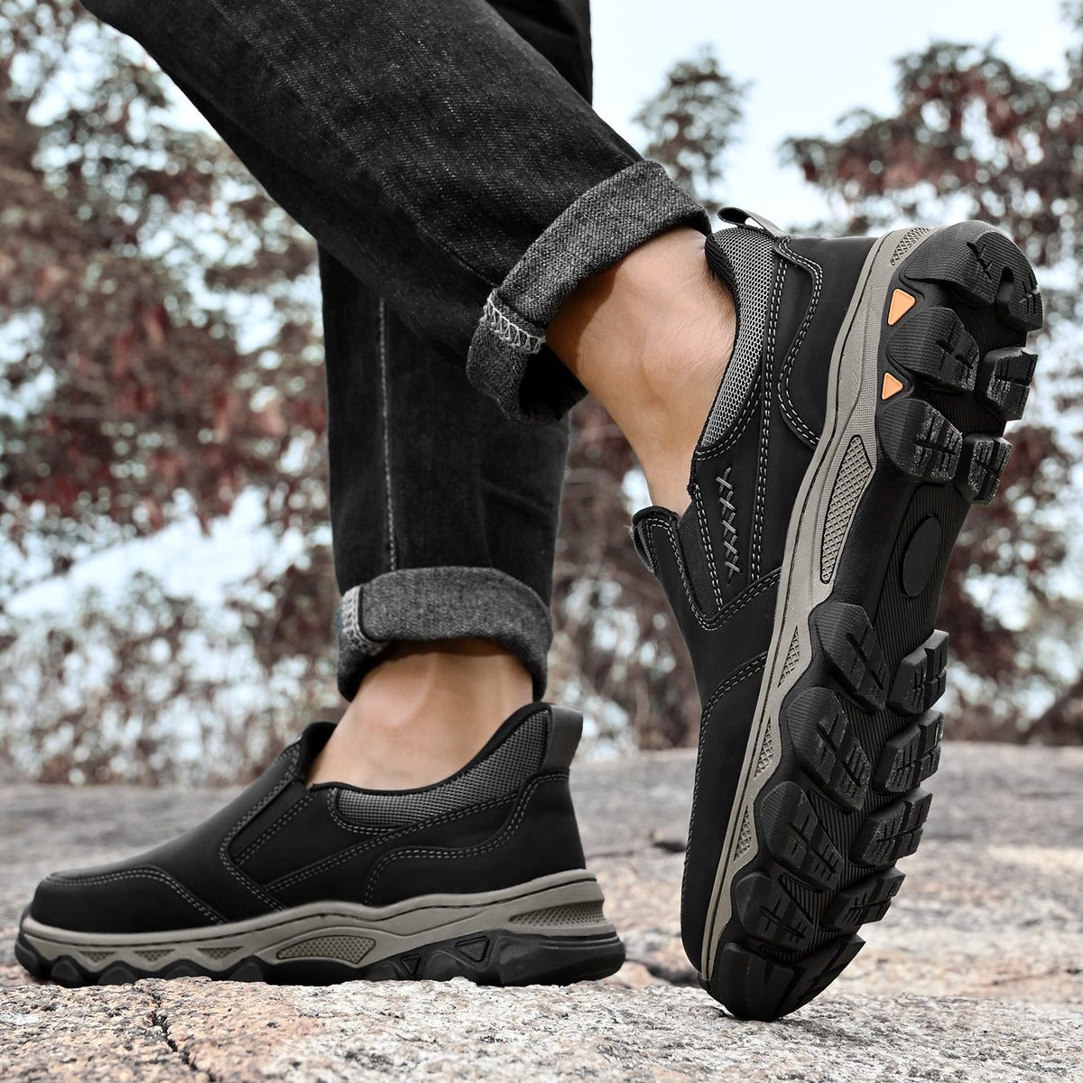 Zapatos de Cuero sin Cordones para Hombre con Suela Antideslizante