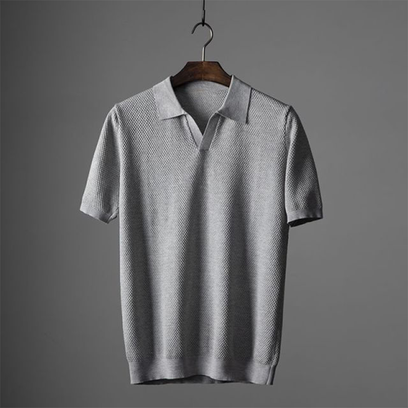Polo para hombre con textura de panal y manga corta — diario