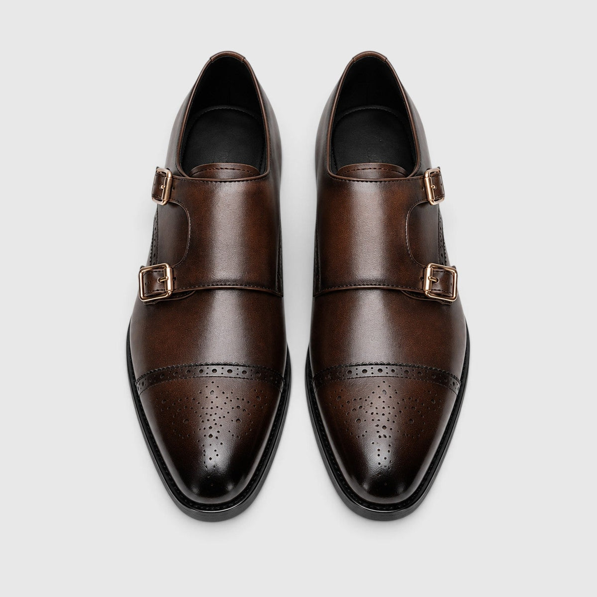 Zapatos de Vestir de Hombre con Doble Hebilla Monk y Puntera Estilizada