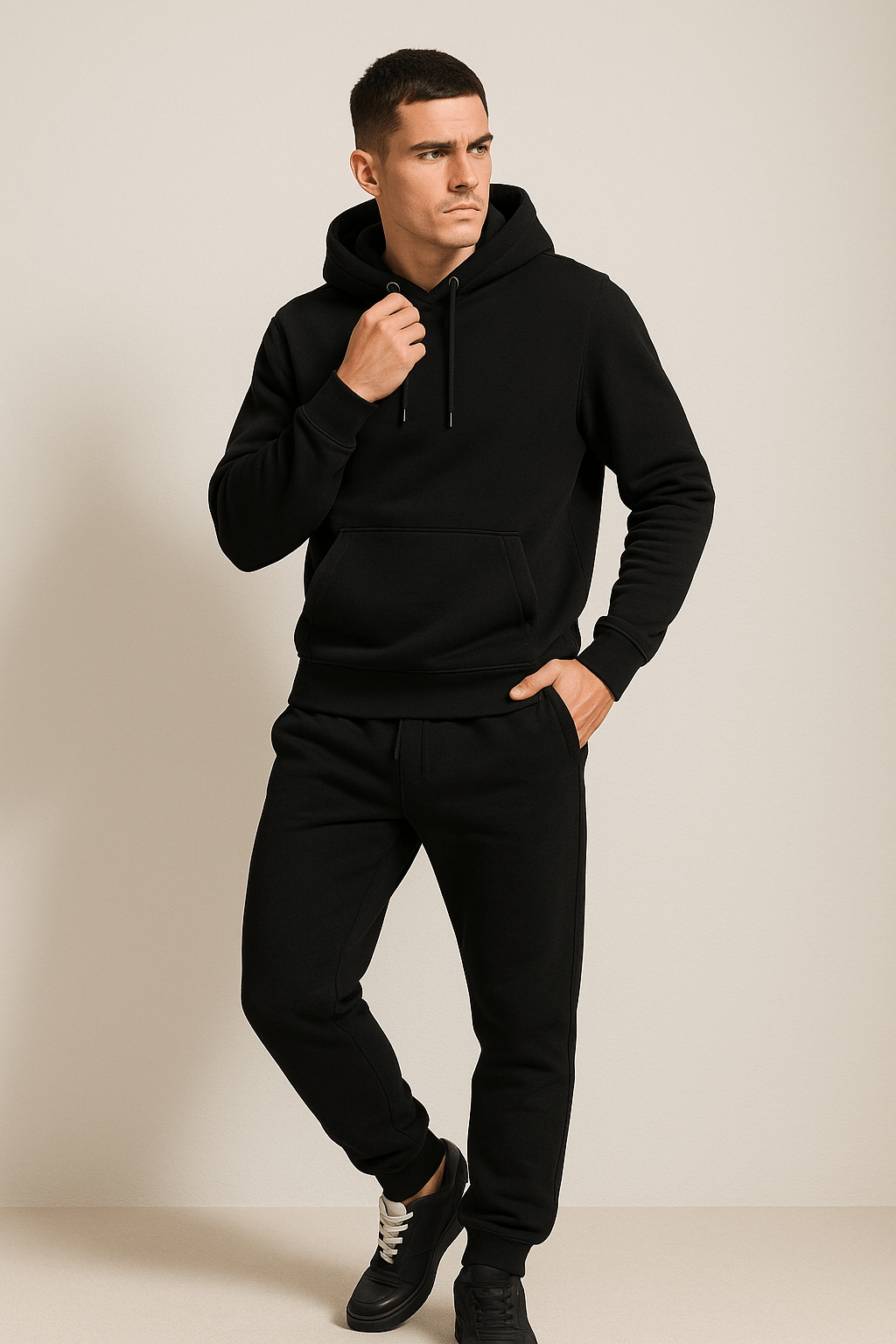 Conjunto de Chándal Unisex con Sudadera de Capucha y Jogger de Cintura Ajustable