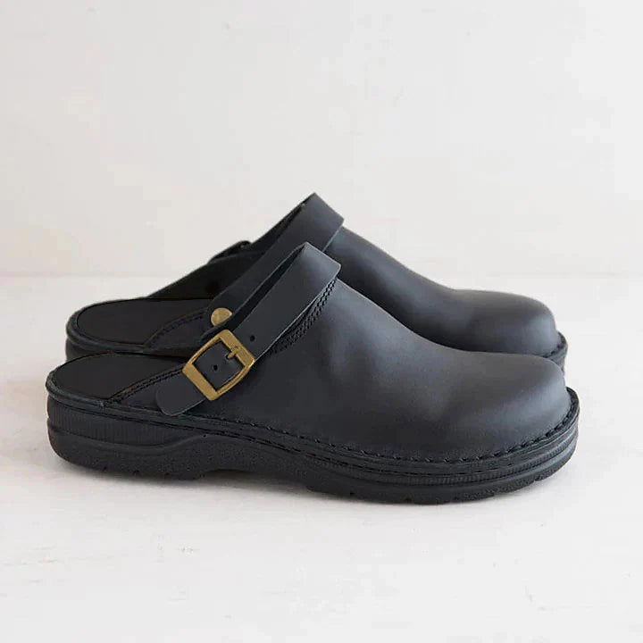 Zuecos hombre cuero premium puntera redonda hebilla ajustable confort