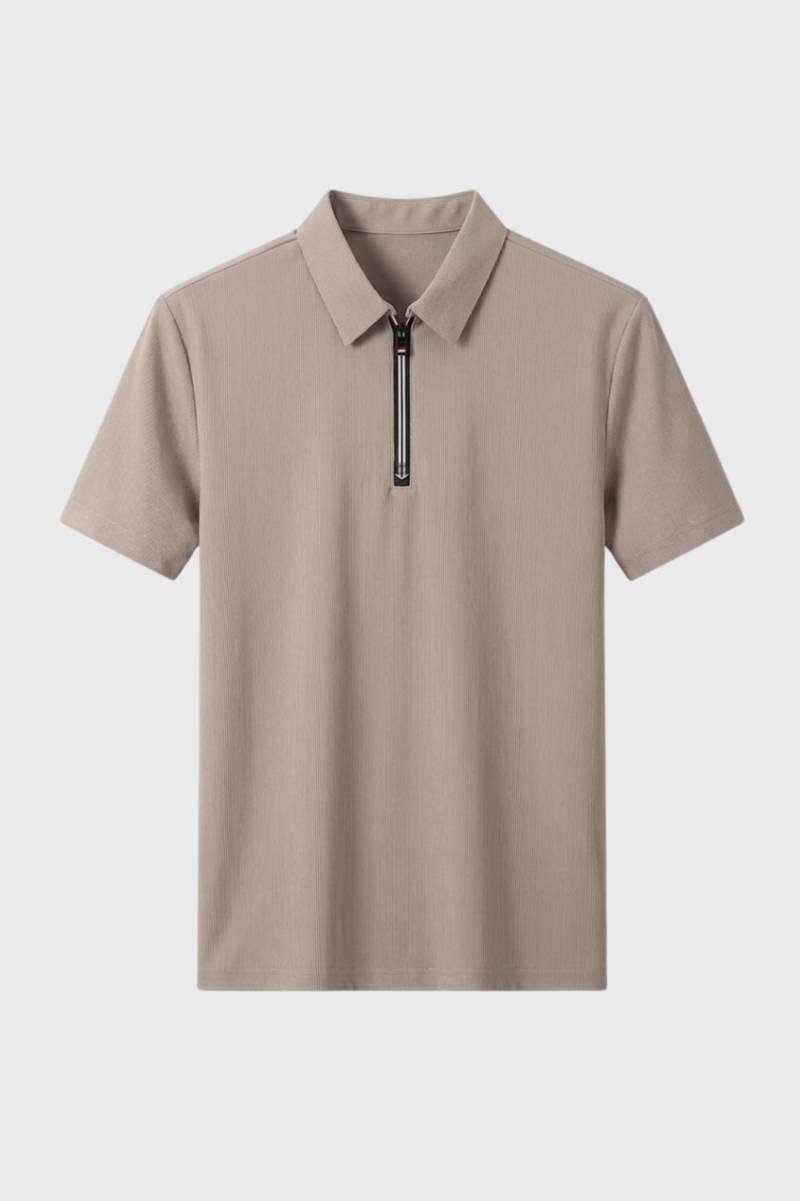Polo para hombre con media cremallera y tejido acanalado — business casual
