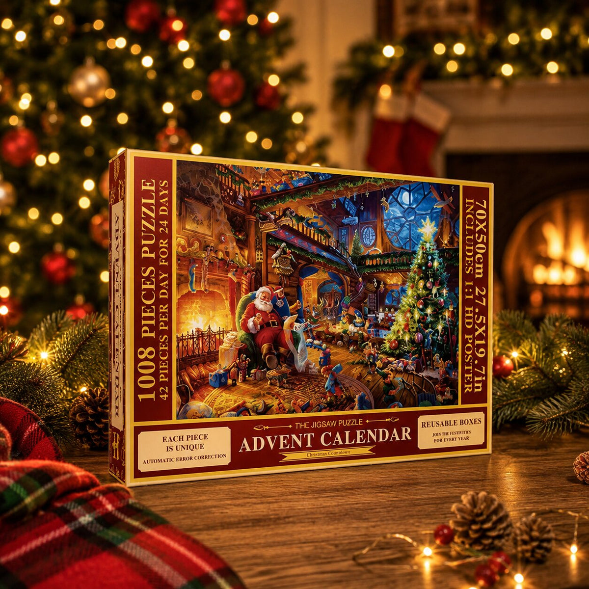 Calendario de Adviento de Puzzle de 1008 Piezas con 24 Cajas Numeradas