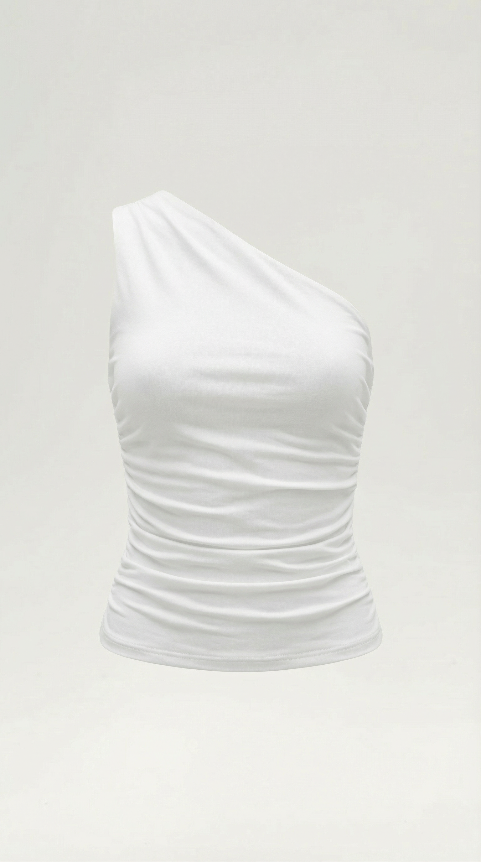 Top de un Solo Hombro con Plisado Lateral y Corte Ajustado Sin Mangas para Mujer