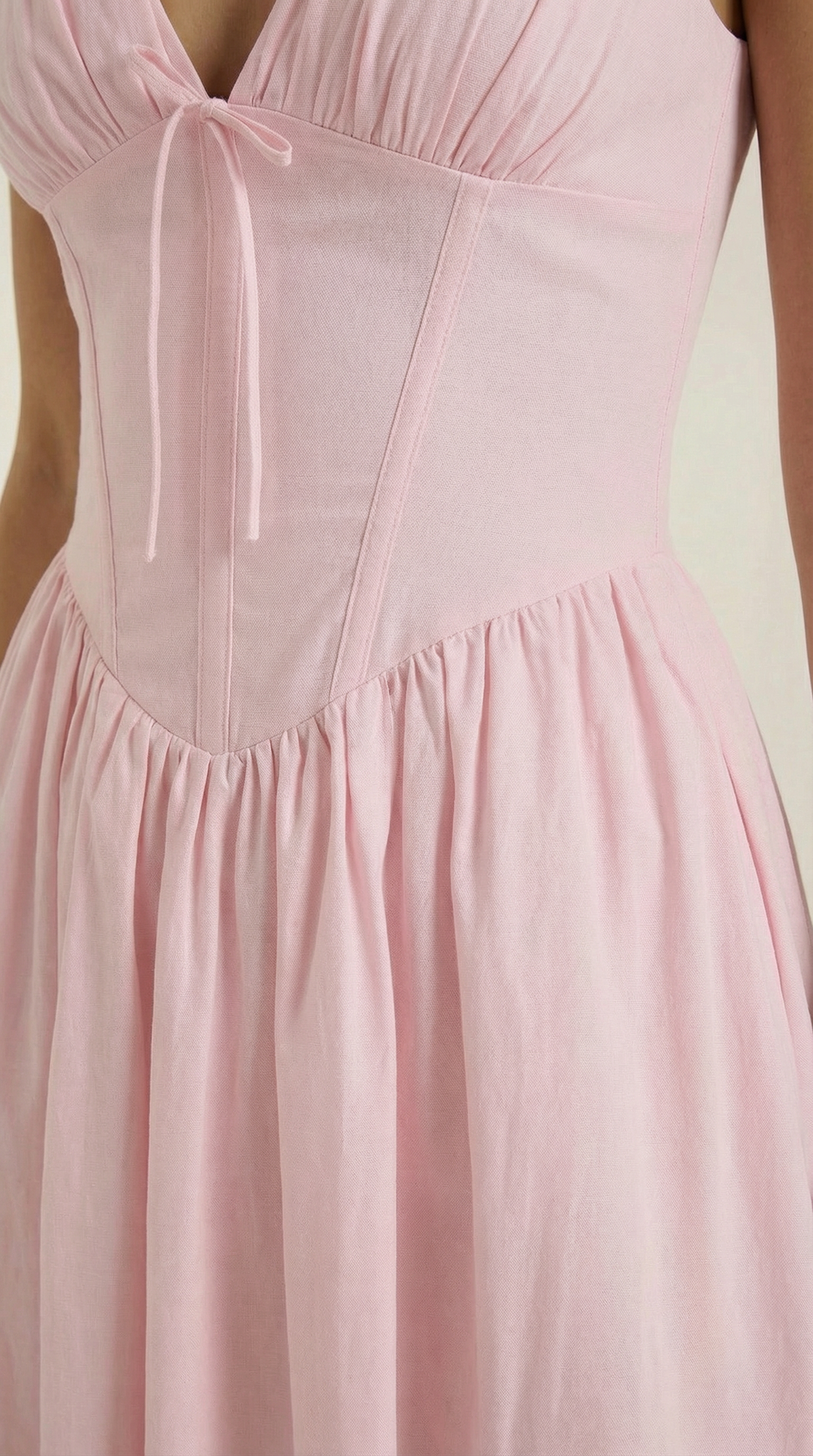 Vestido Midi con Escote en V Profundo de Cintura Alta y Espalda Descubierta para Mujer