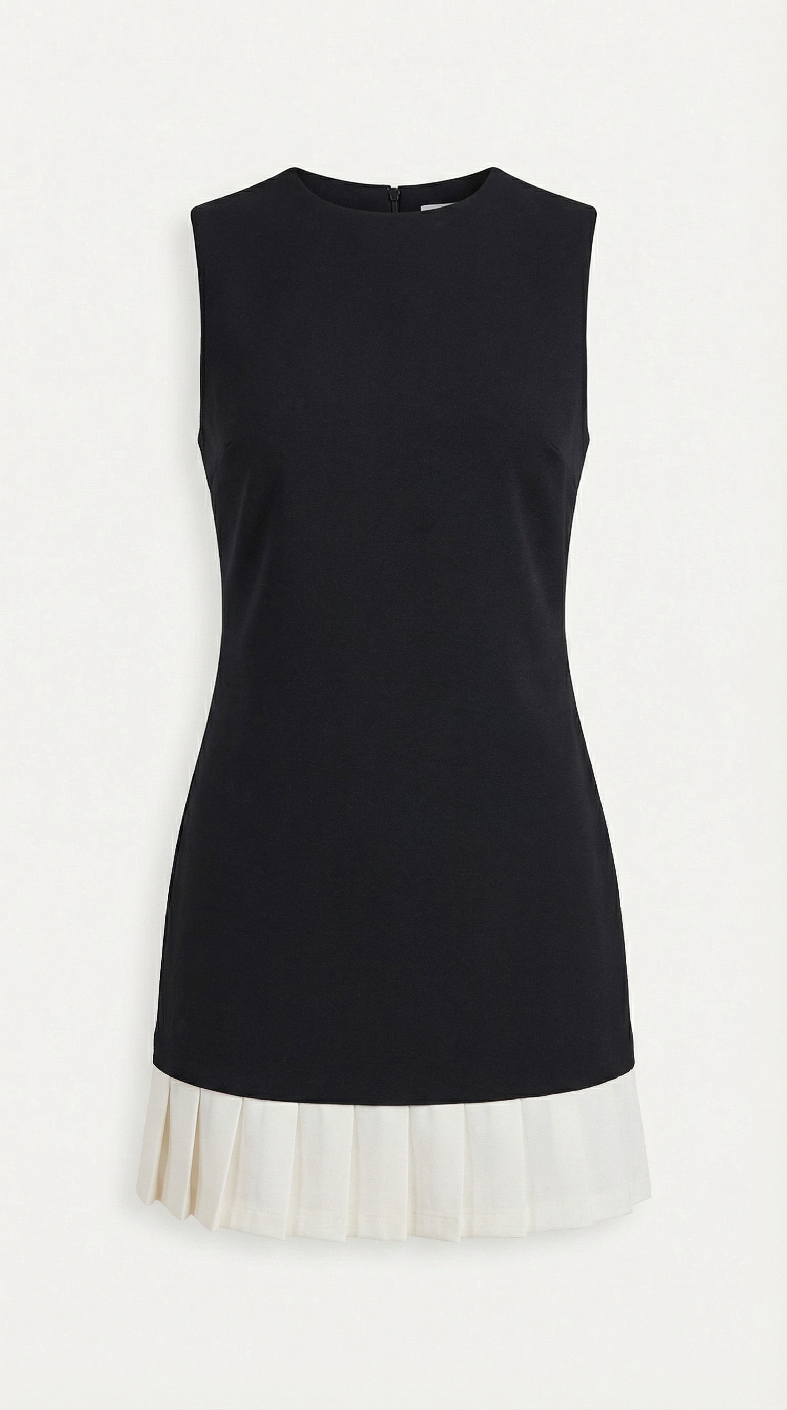 Vestido Mini de Punto Sin Mangas con Cuello Redondo y Corte Entallado para Mujer