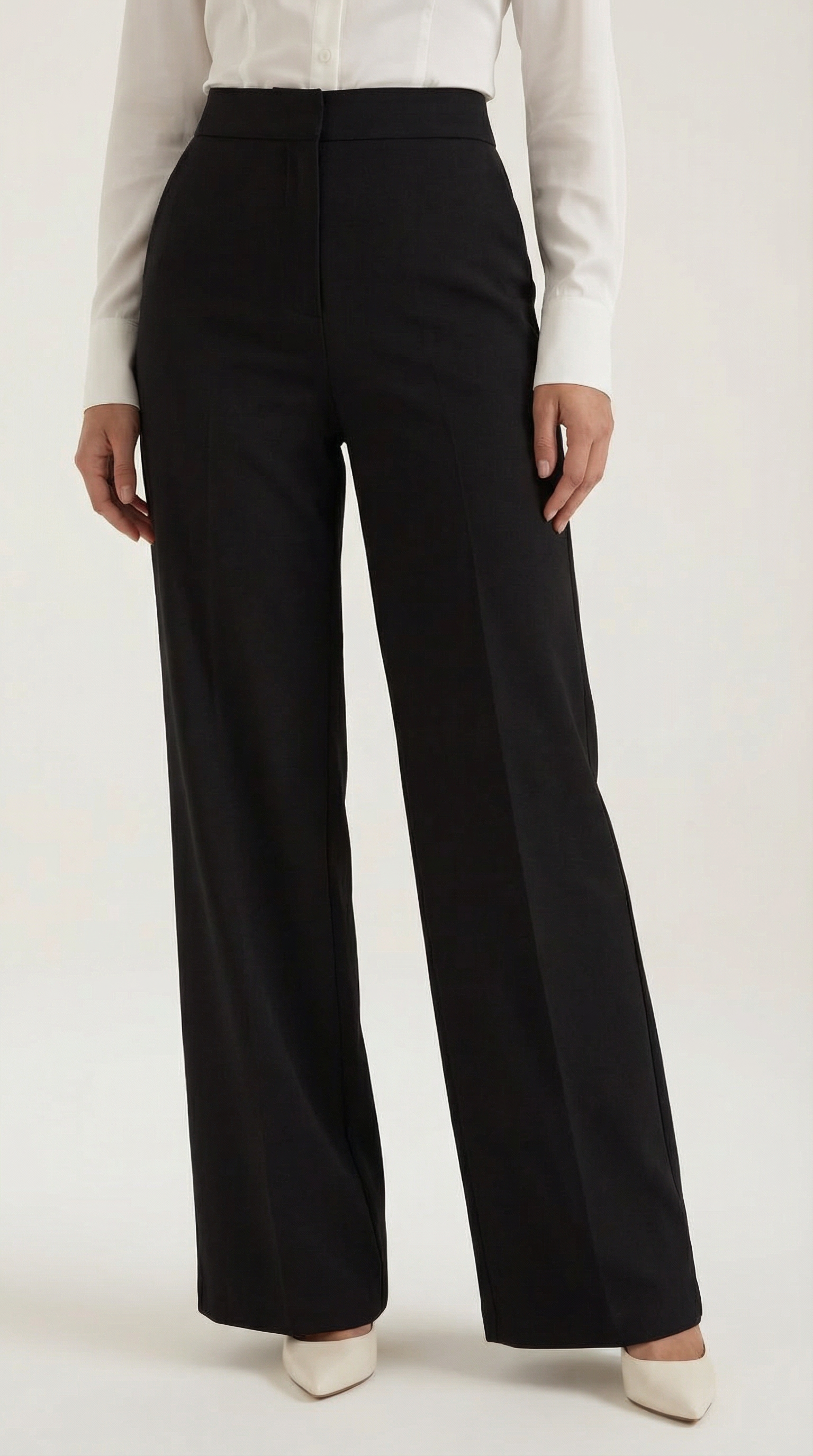 Pantalones de Pierna Ancha de Cintura Alta con Pinzas Frontales y Bolsillos para Mujer
