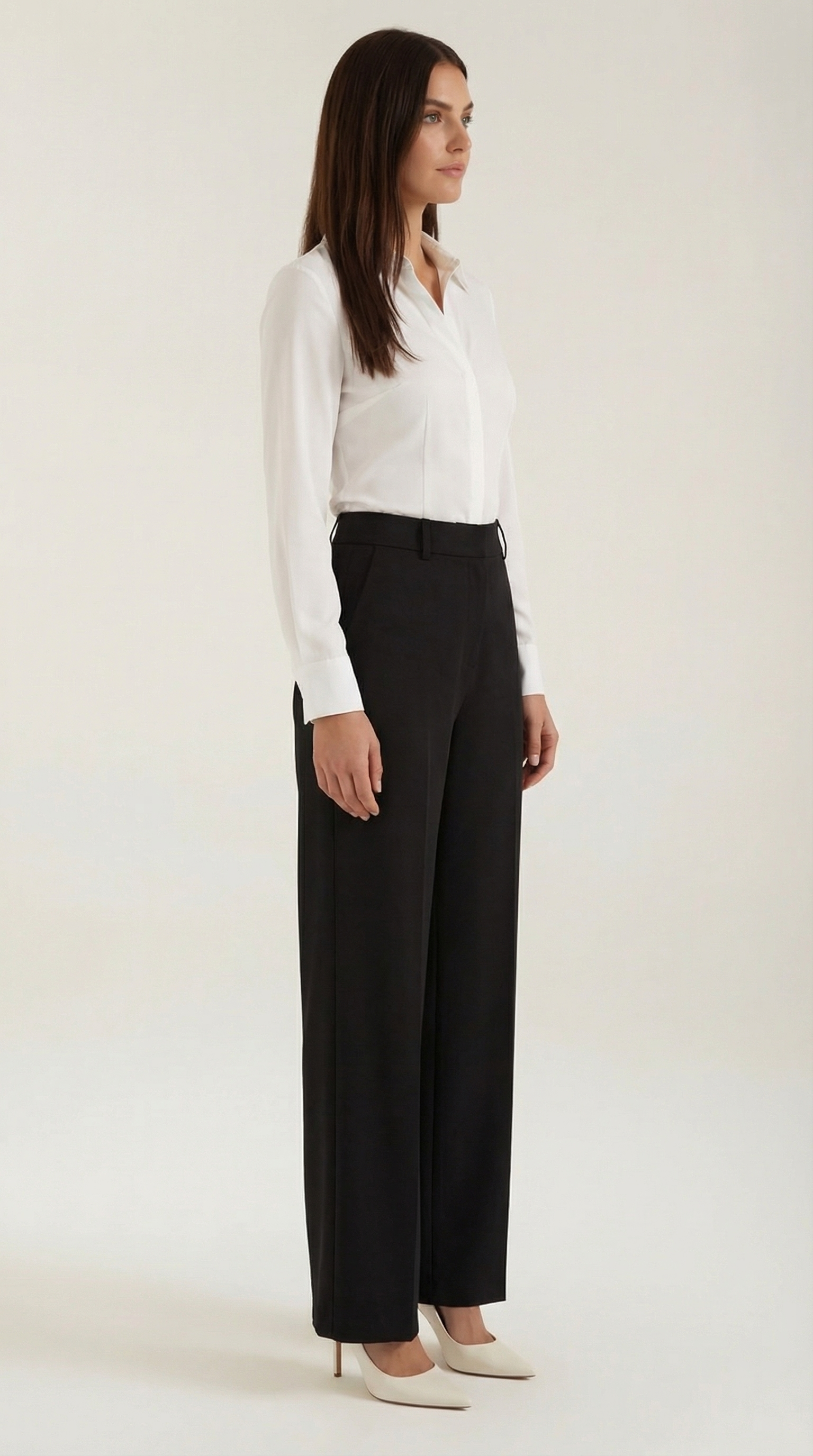 Pantalones de Pierna Ancha de Cintura Alta con Pinzas Frontales y Bolsillos para Mujer