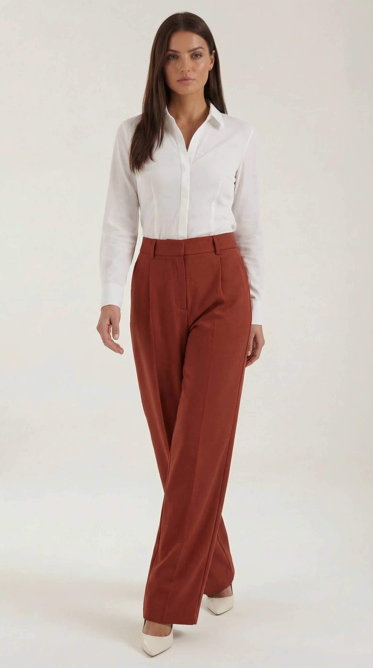 Pantalones de Pierna Ancha de Cintura Alta con Pinzas Frontales y Bolsillos para Mujer