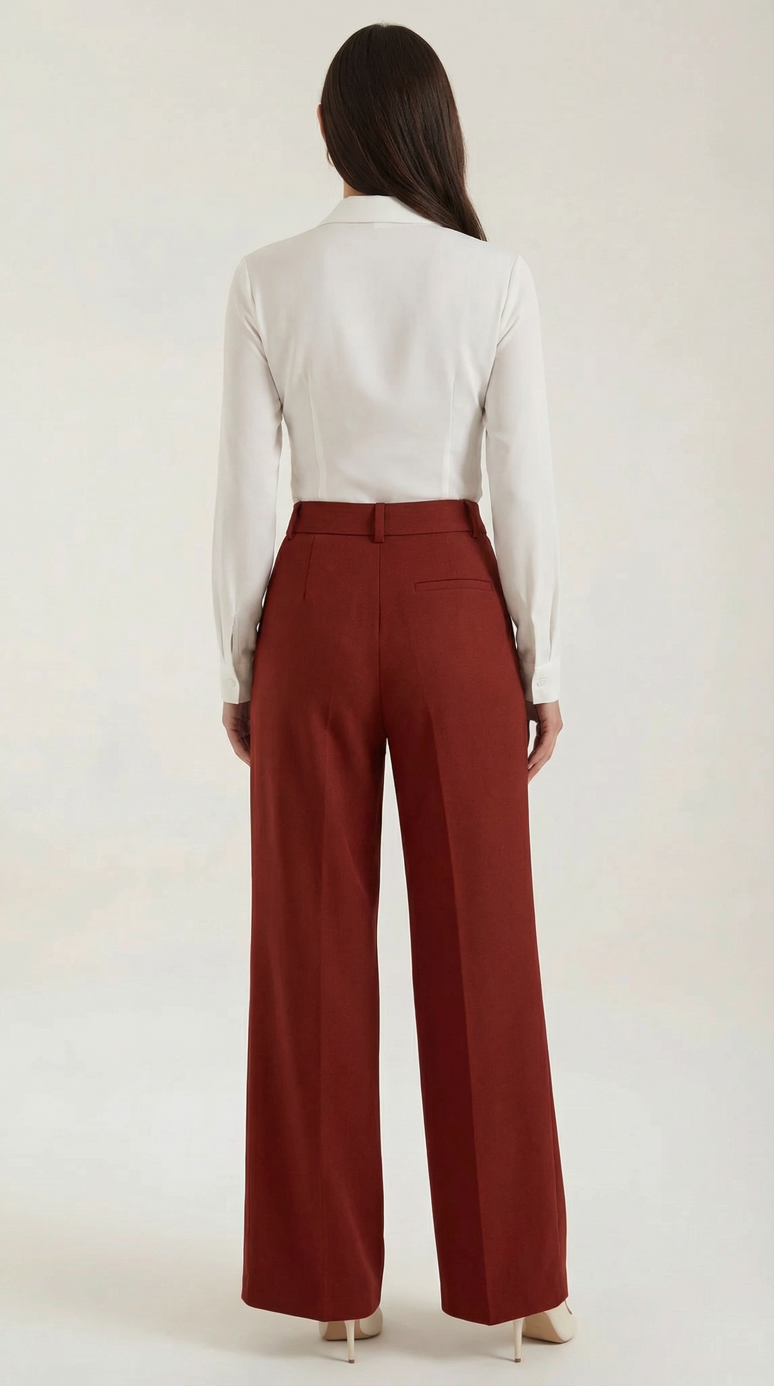Pantalones de Pierna Ancha de Cintura Alta con Pinzas Frontales y Bolsillos para Mujer