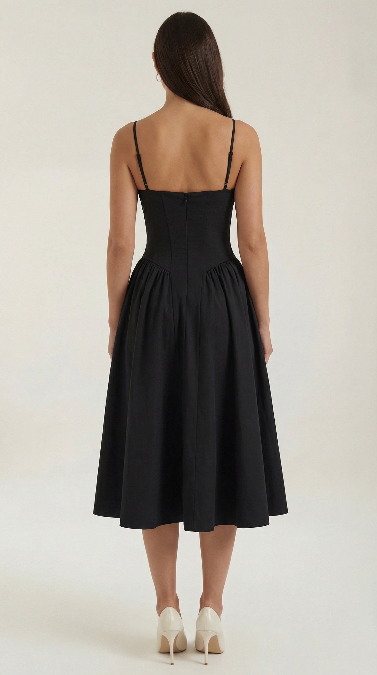 Vestido Midi de Algodón Estilo Corsé con Tirantes y Estampado Floral para Mujer