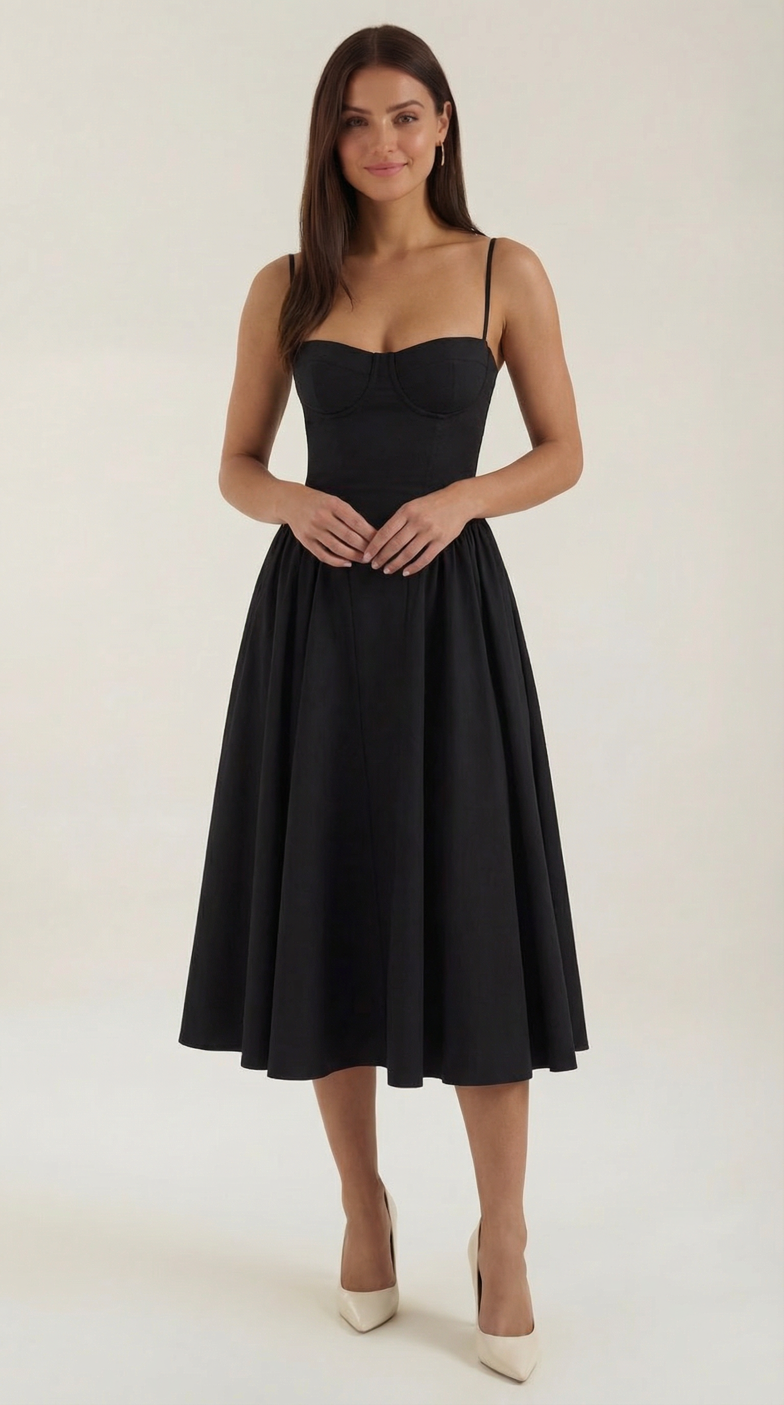 Vestido Midi de Algodón Estilo Corsé con Tirantes y Estampado Floral para Mujer