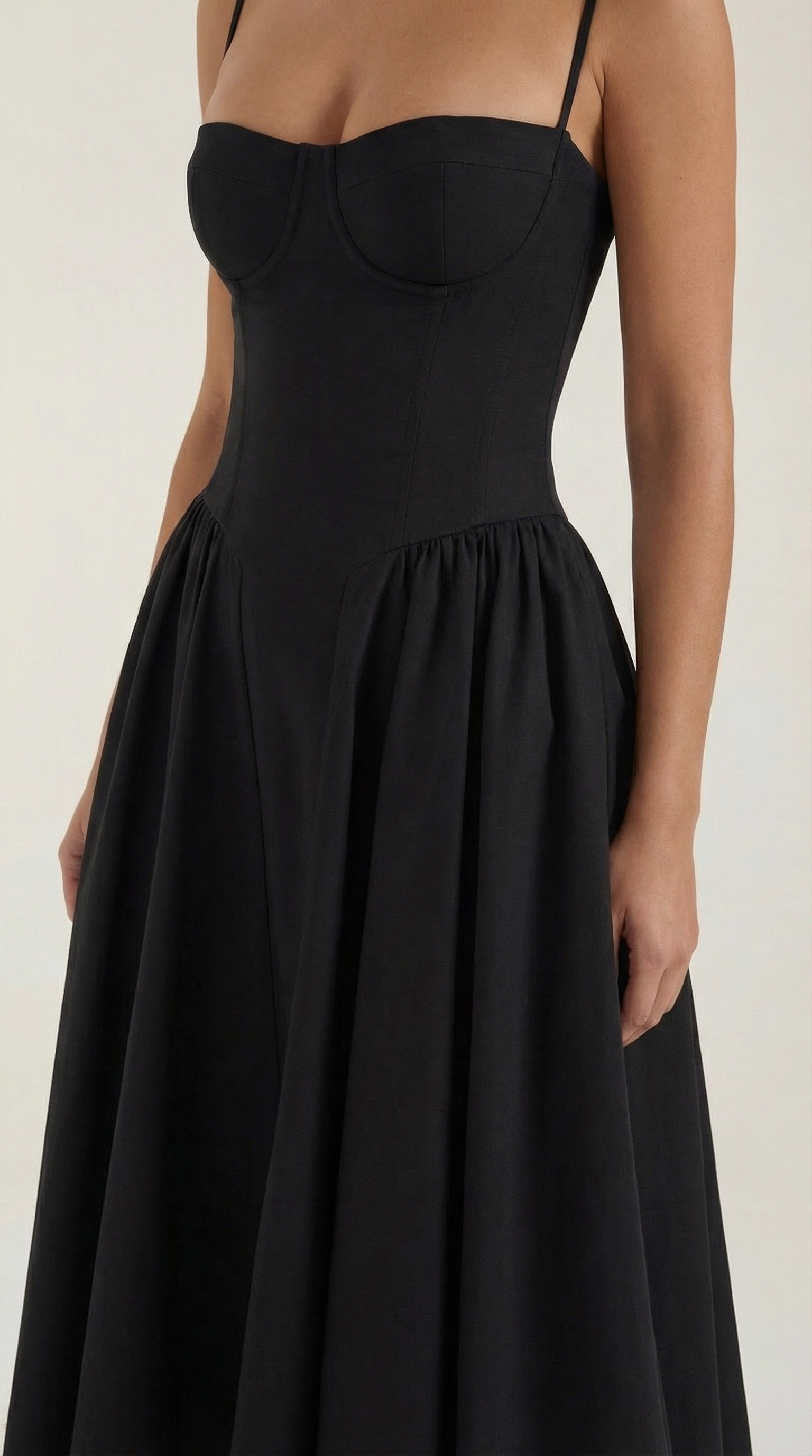 Vestido Midi de Algodón Estilo Corsé con Tirantes y Estampado Floral para Mujer