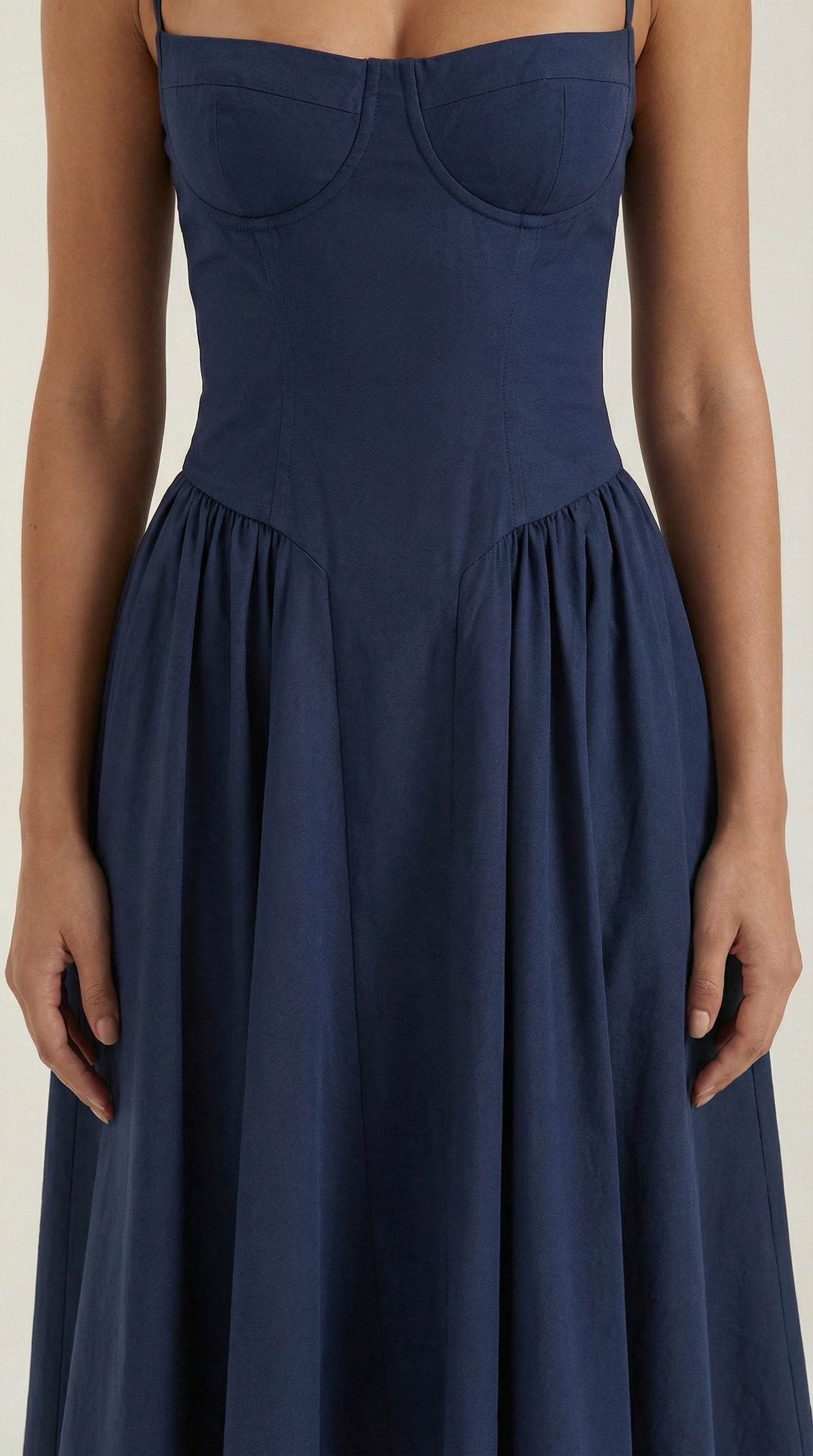 Vestido Midi de Algodón Estilo Corsé con Tirantes y Estampado Floral para Mujer