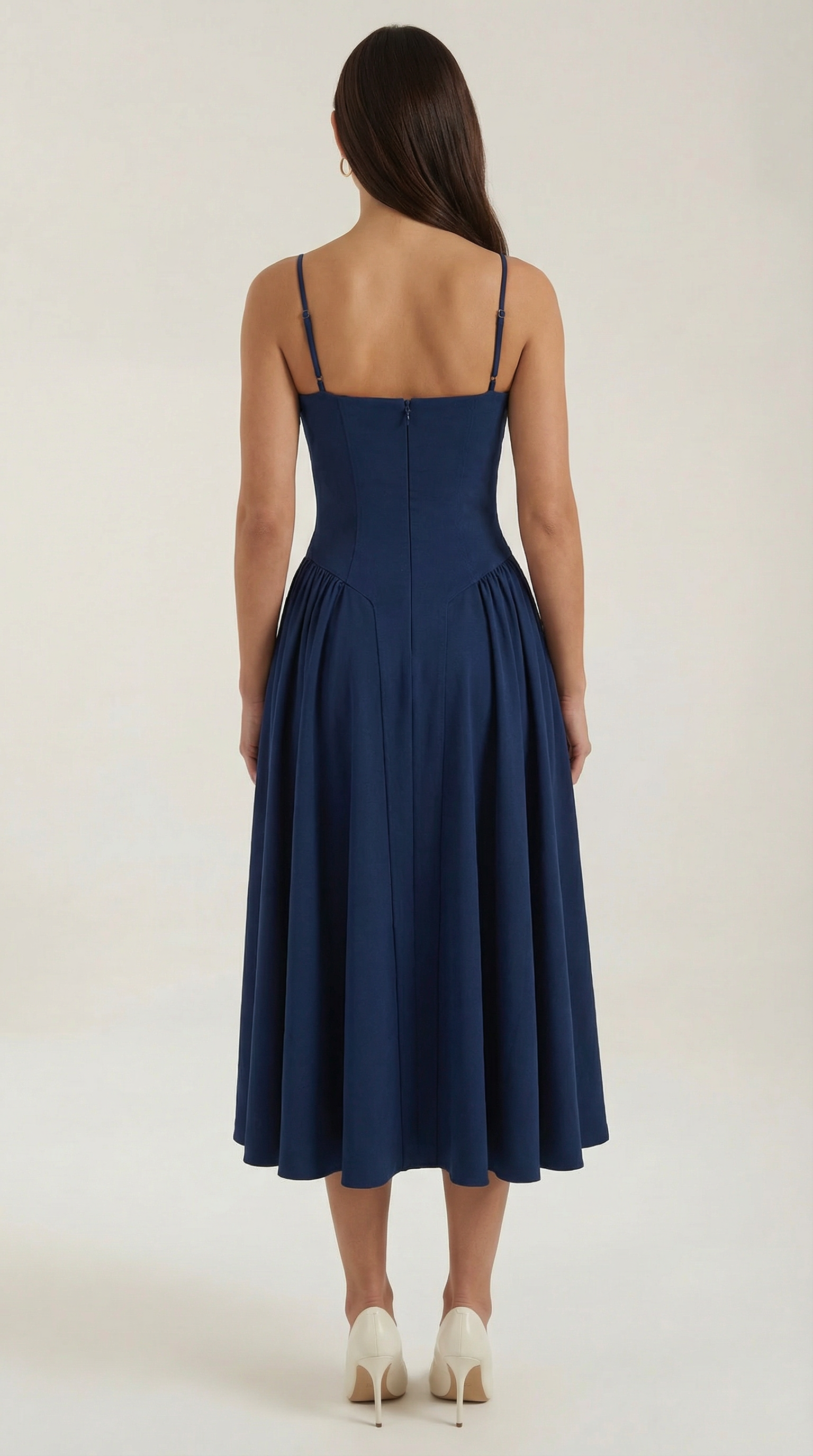 Vestido Midi de Algodón Estilo Corsé con Tirantes y Estampado Floral para Mujer