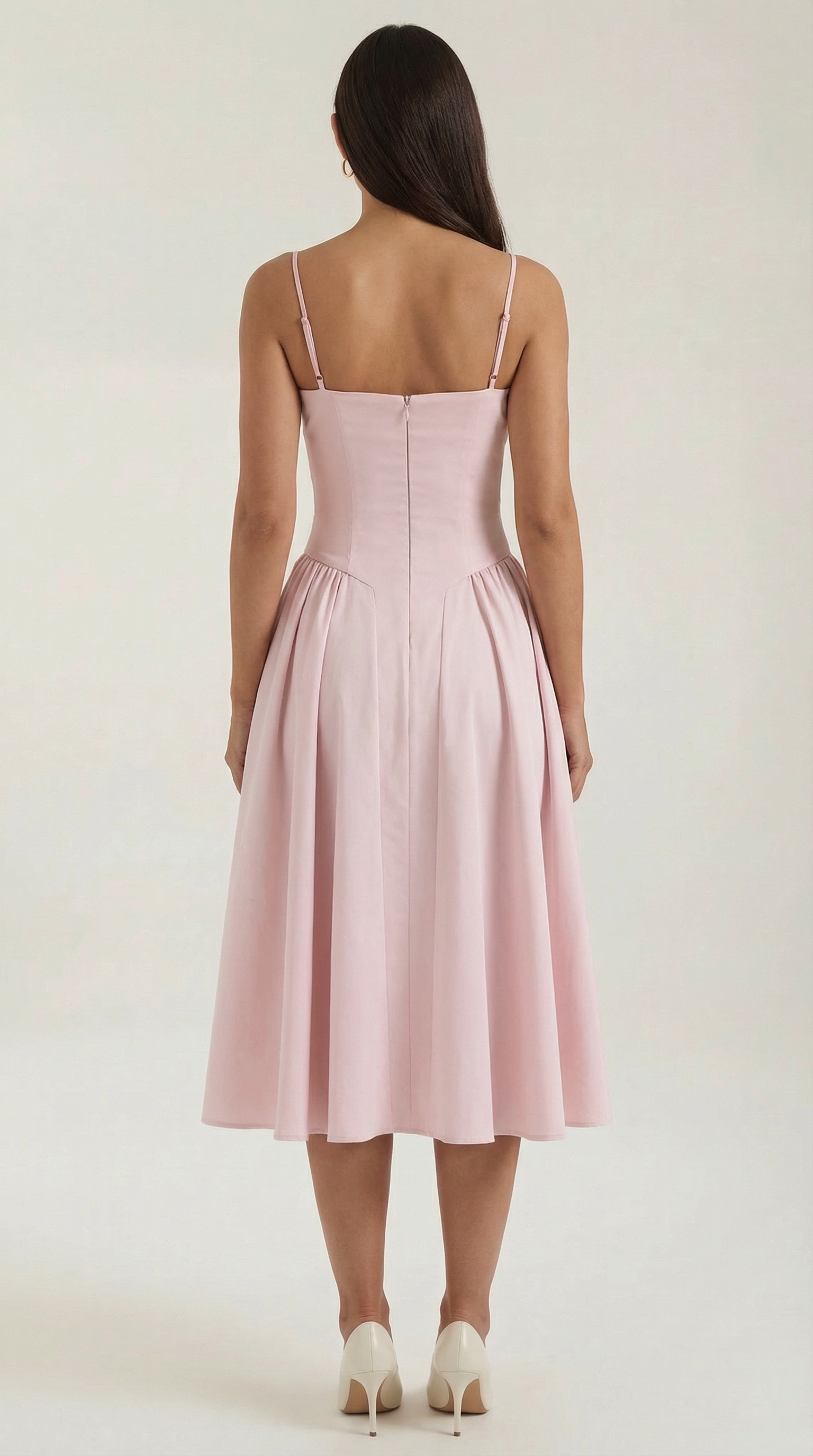 Vestido Midi de Algodón Estilo Corsé con Tirantes y Estampado Floral para Mujer