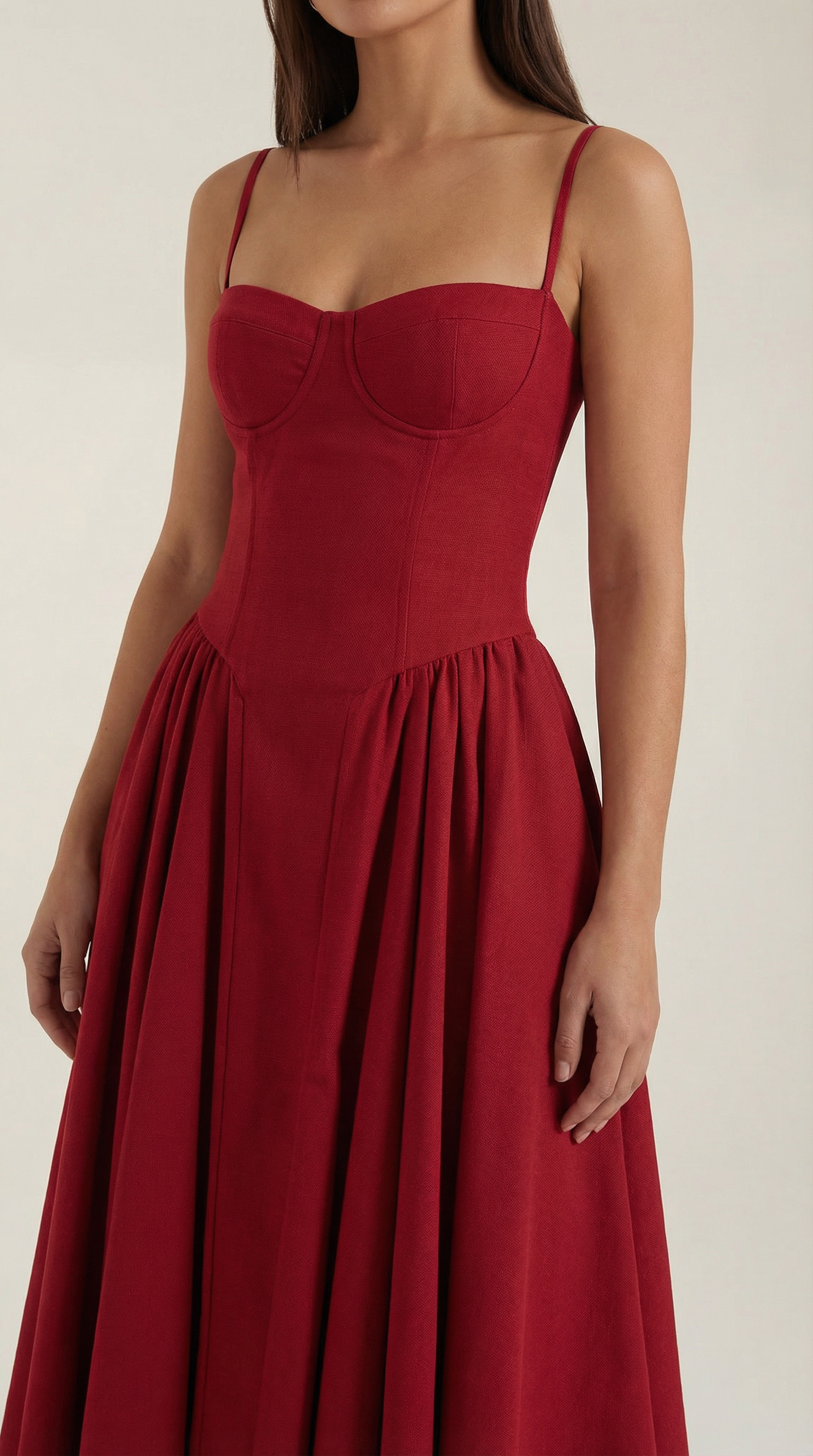 Vestido Midi de Algodón Estilo Corsé con Tirantes y Estampado Floral para Mujer