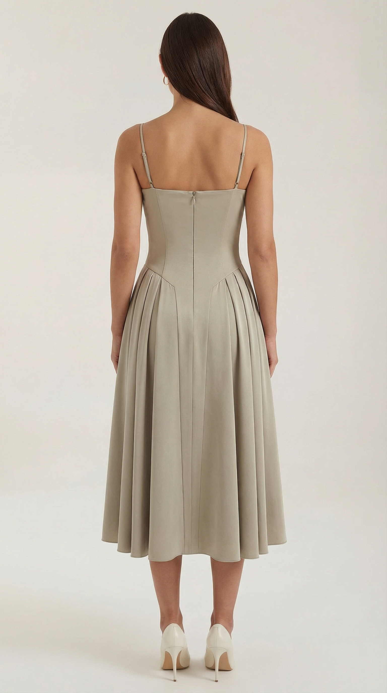 Vestido Midi de Algodón Estilo Corsé con Tirantes y Estampado Floral para Mujer